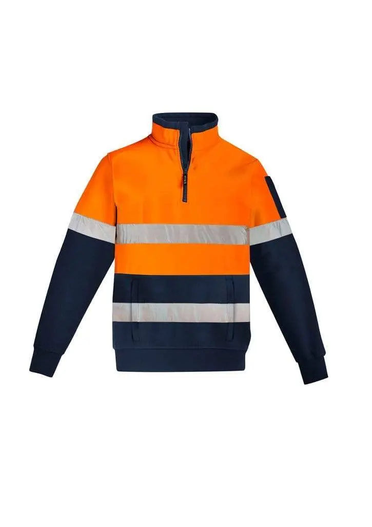 Syzmik Workwear Mens Hi Vis 1/4 Zip Pullover Hoop Taped ZT567 Work Wear Syzmik XXS Orange/Navy